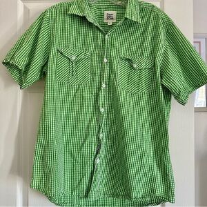 Green and White 100% Cotton Checked Short Sleeve Shirt